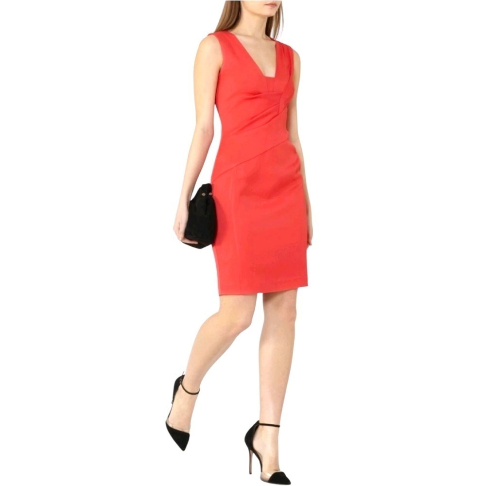 REISS Womenโs Red Fitted Sheath Mini Dress